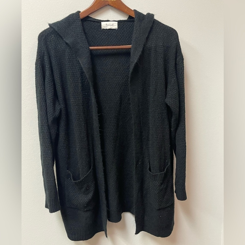 BECEEL Black Hoodie Cardigan Sweater Size Medium